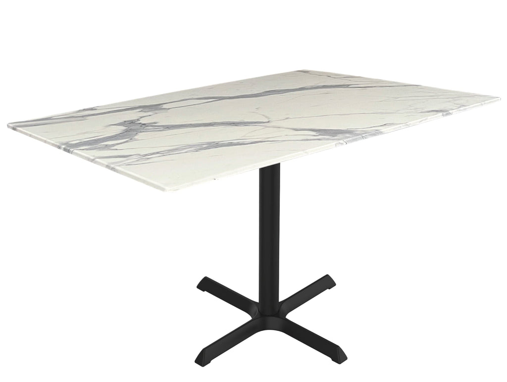 30" Tall OD211 Indoor/Outdoor All-Season Table with 32" x 48" White Marble Top OD211-3030BWODS3248WM