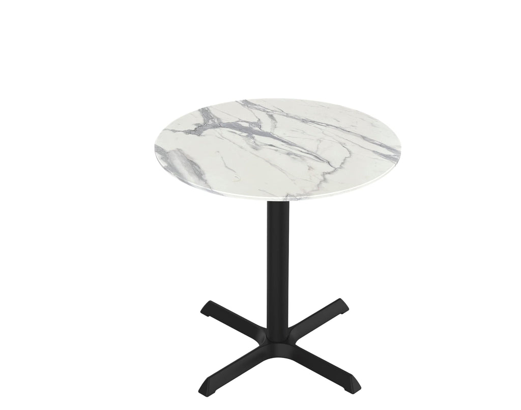 30" Tall OD211 Indoor/Outdoor All-Season Table with 36" Diameter White Marble Top OD211-3030BWODS36RWM