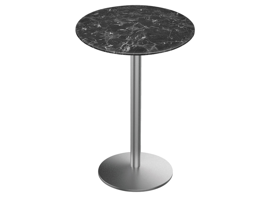 36" Tall OD214 Indoor/Outdoor All-Season Table with 32" Diameter Black Marble Top OD214-2236SSODS32RBM