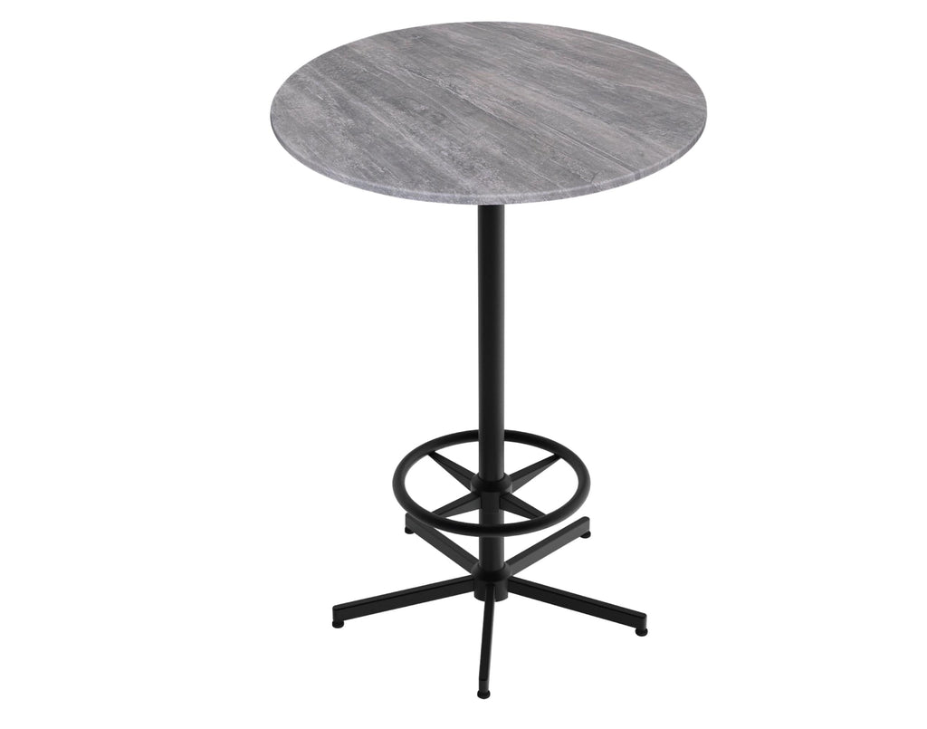 42" Tall OD216 Indoor/Outdoor All-Season Table with 36" Diameter Greystone Top OD21642BWODS36RGryStn