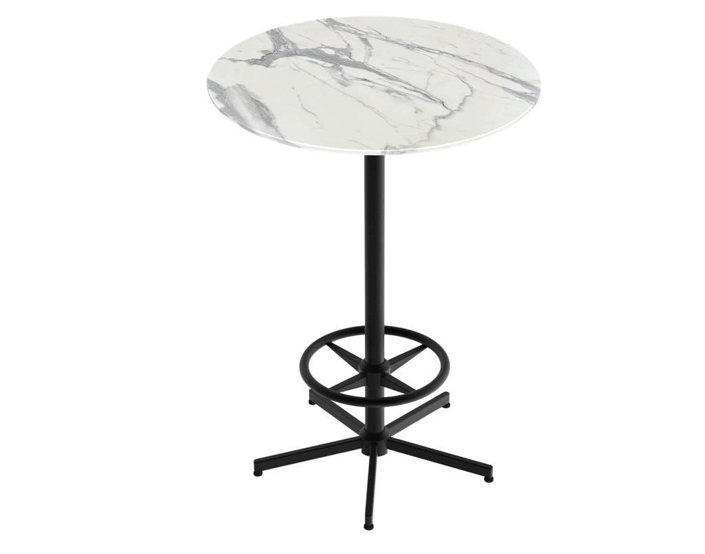 42" Tall OD216 Indoor/Outdoor All-Season Table with 36" Diameter White Marble Top OD21642BWODS36RWM