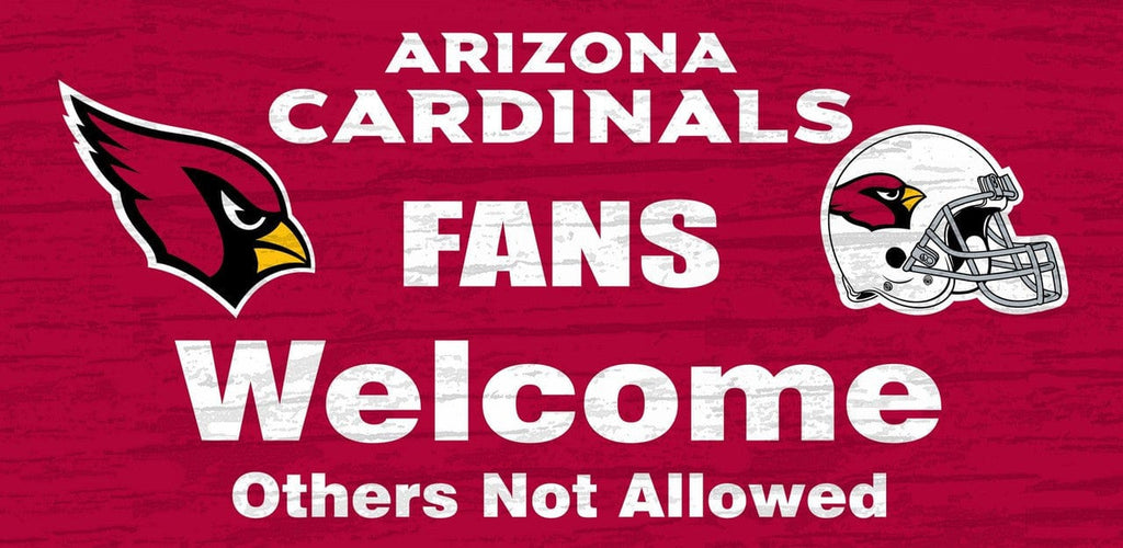 Sign 12x6 Fans Welcome Arizona Cardinals Wood Sign - Fans Welcome 12"x6" 878460021343