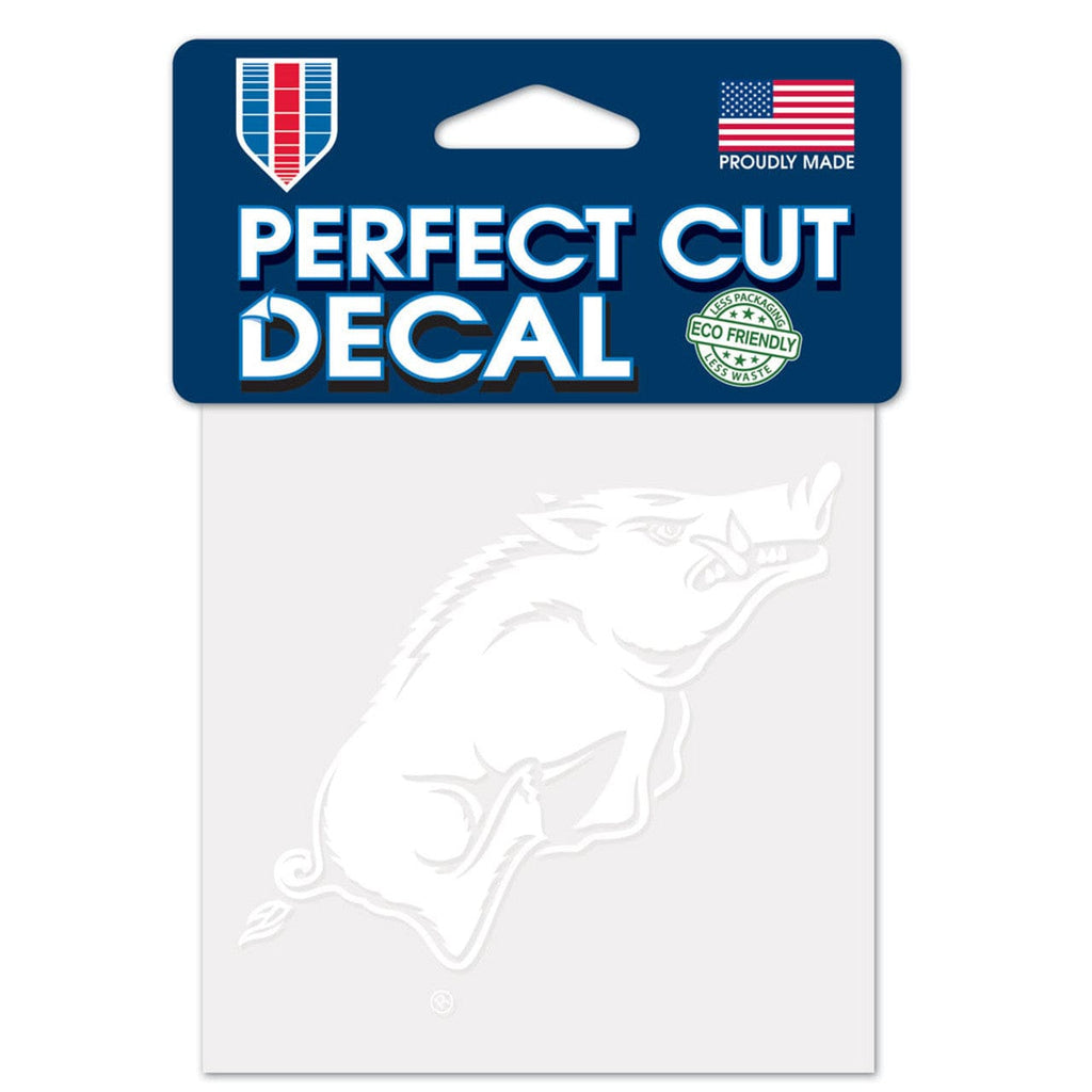 Decal 4x4 Perfect Cut White Arkansas Razorbacks Decal 4x4 Perfect Cut White 032085940018