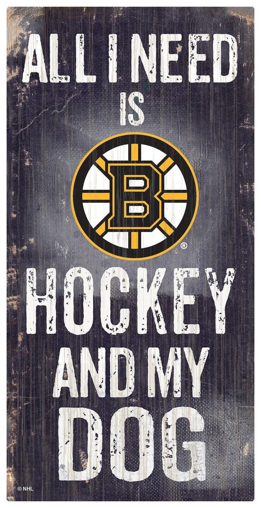 Boston Bruins Boston Bruins Sign Wood 6x12 Hockey and Dog Design 878460360930