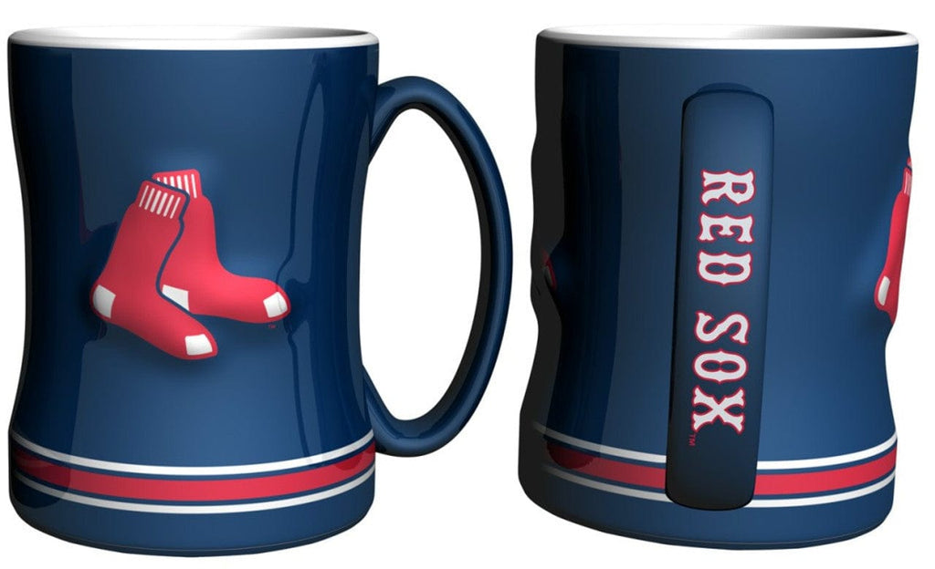 Drinkware Boston Red Sox Coffee Mug 14oz Sculpted Relief Team Color 806293141686