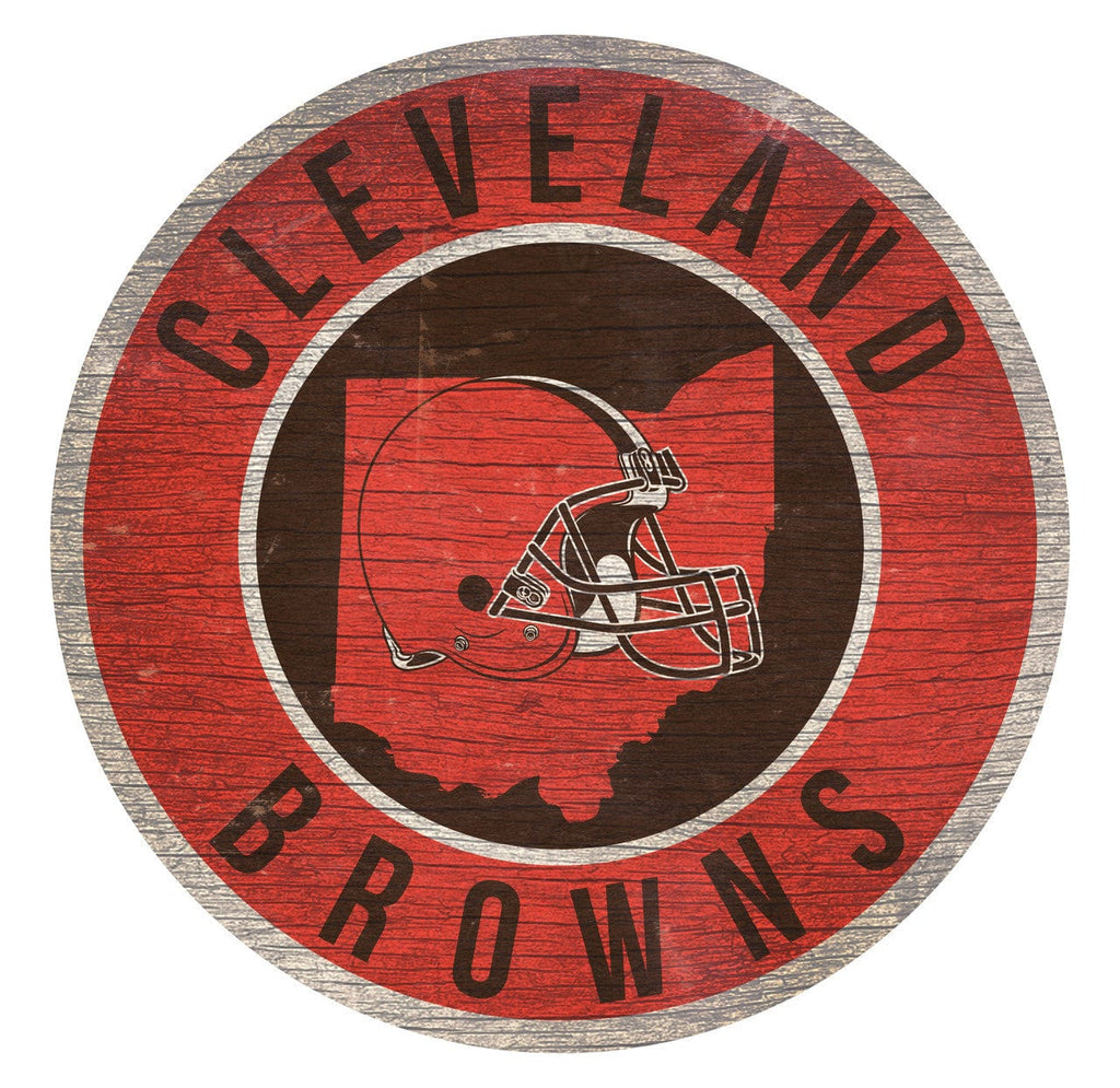 Sign 12 Round State Design Cleveland Browns Sign Wood 12 Inch Round State Design 878460202117