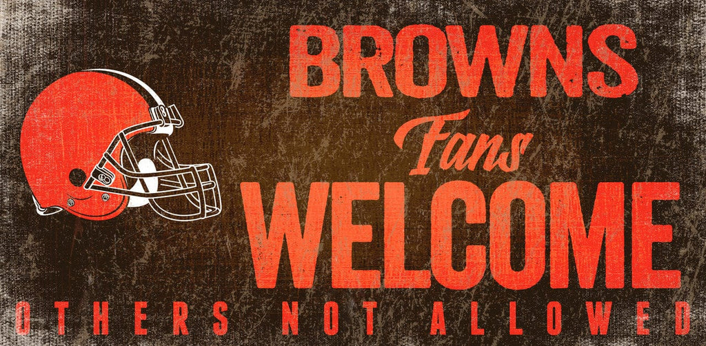 Sign 12x6 Fans Welcome Cleveland Browns Wood Sign Fans Welcome 12x6 878460152580