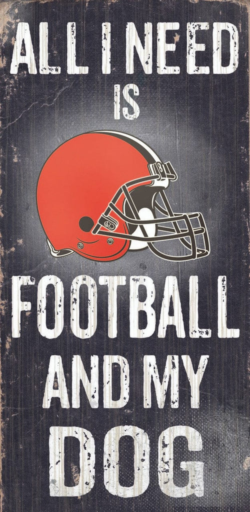 Sign 6x12 Football and Dog Cleveland Browns Wood Sign - Football and Dog 6"x12" 878460038600