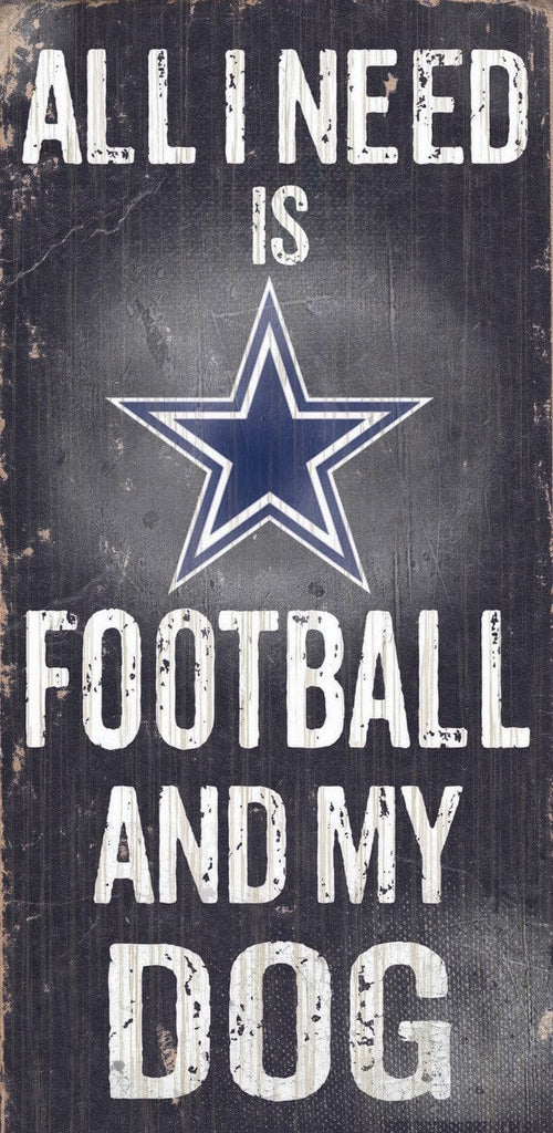 Sign 6x12 Football and Dog Dallas Cowboys Wood Sign - Football and Dog 6"x12" 878460038617