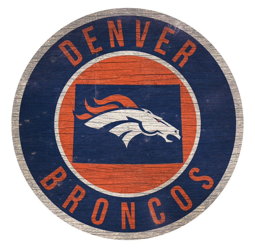 Sign 12 Round State Design Denver Broncos Sign Wood 12 Inch Round State Design 878460202131