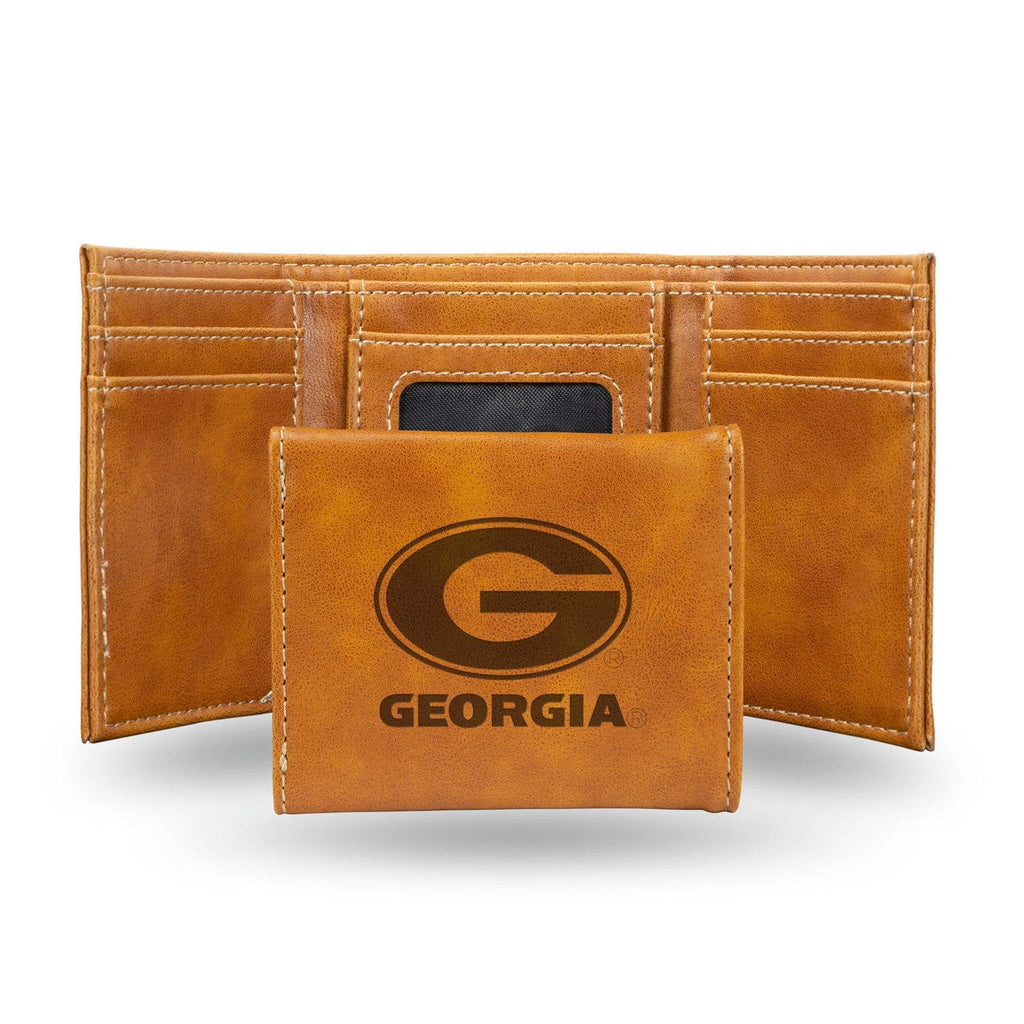 Wallets Georgia Bulldogs Wallet Trifold Laser Engraved 767345896803