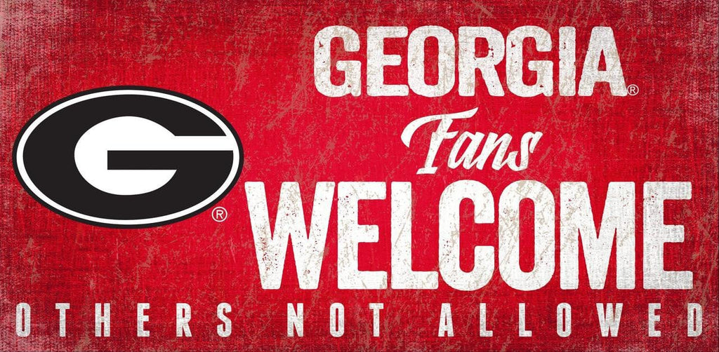 Sign 12x6 Fans Welcome Georgia Bulldogs Wood Sign Fans Welcome 12x6 878460145414