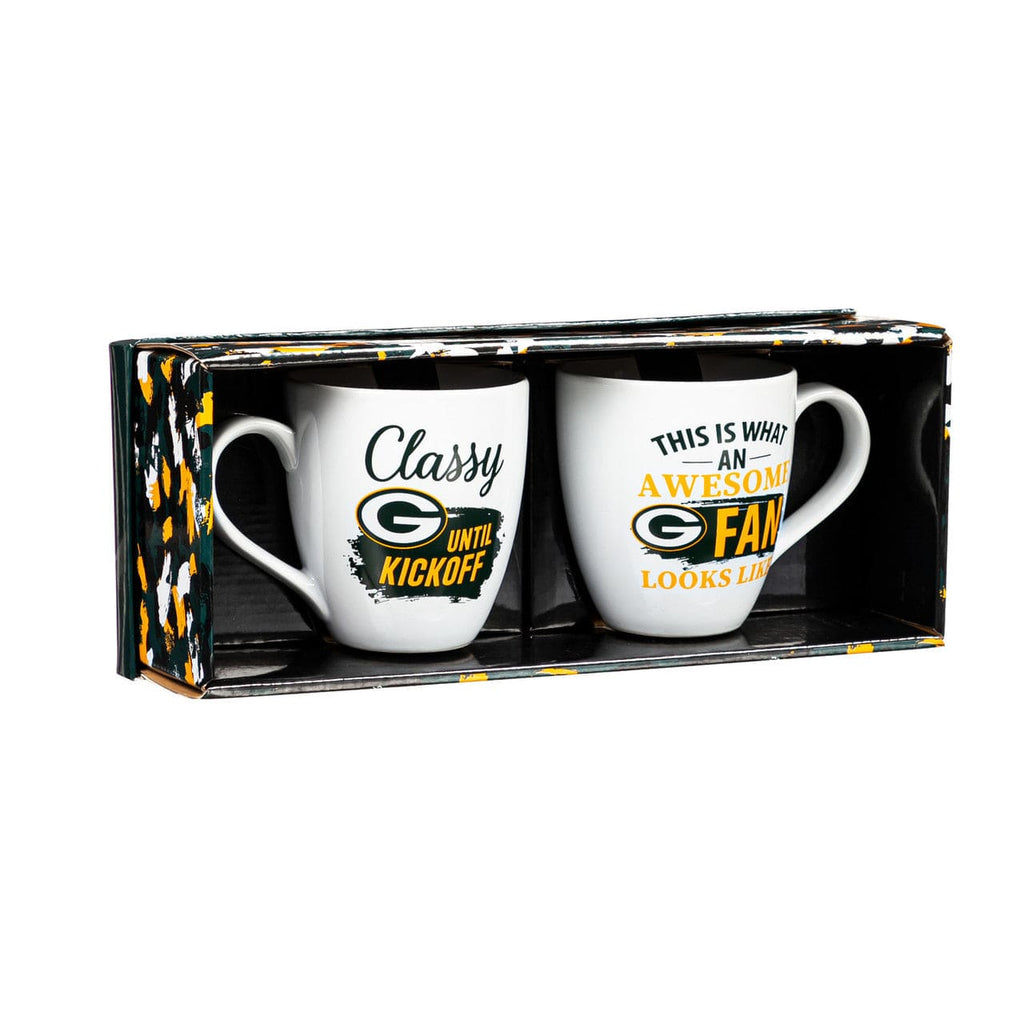 Boxed 17oz 2 Pack Green Bay Packers Coffee Mug 17oz Ceramic 2 Piece Set with Gift Box 801946799184