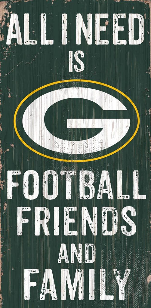 Sign 6x12 Friends and Family Green Bay Packers Sign Wood 6x12 Football Friends and Family Design Color - Special Order 878460174841