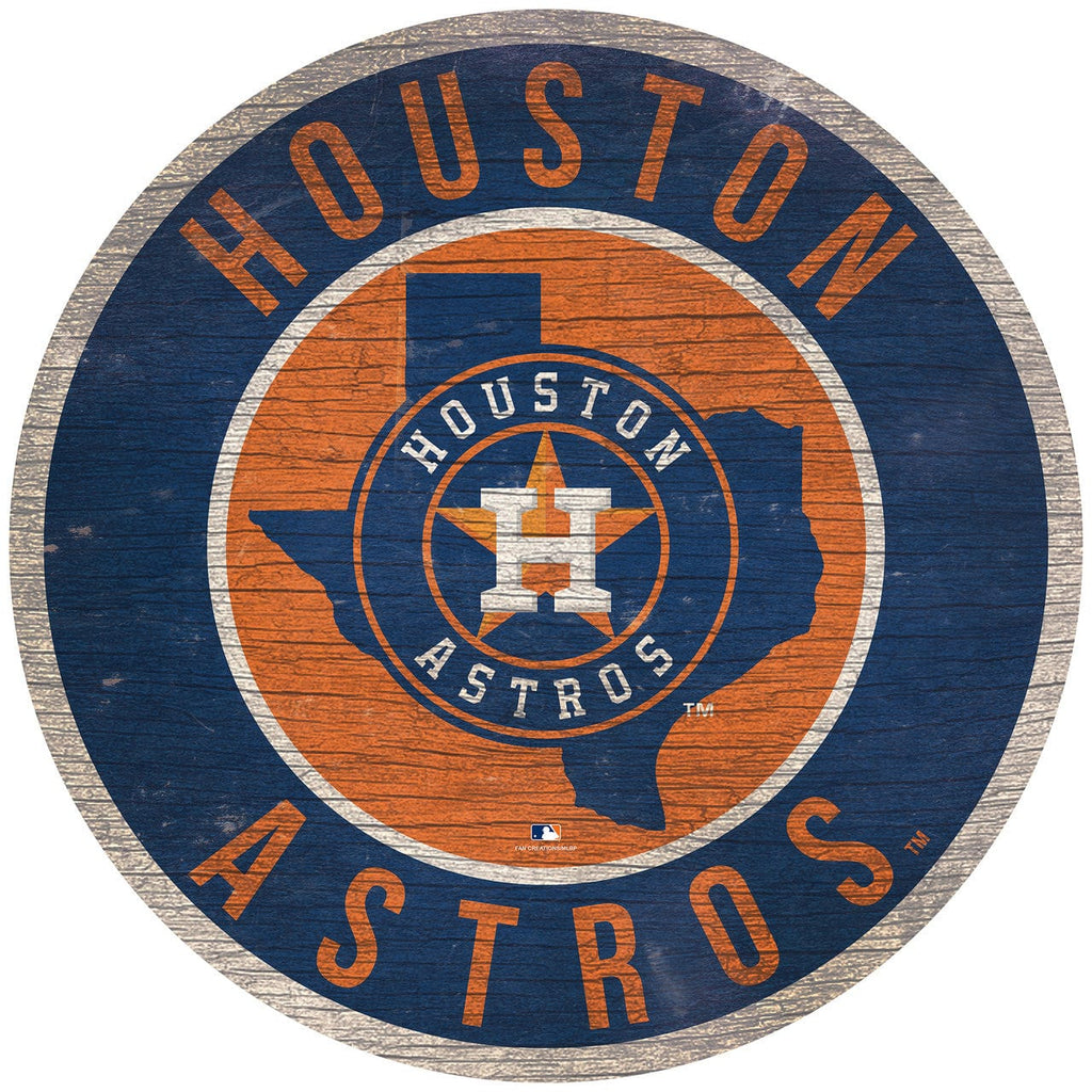 Houston Astros Houston Astros Sign Wood 12 Inch Round State Design 878460205491
