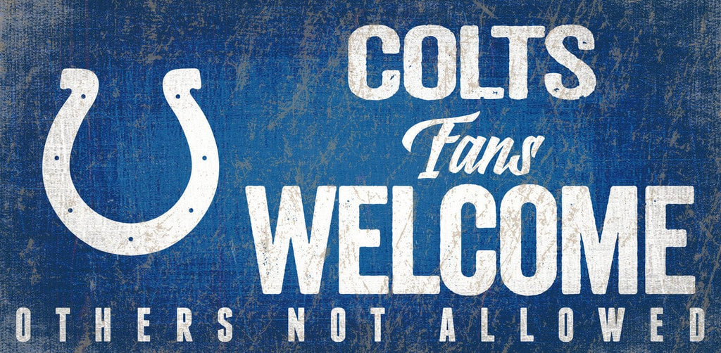Sign 12x6 Fans Welcome Indianapolis Colts Wood Sign Fans Welcome 12x6 - Special Order 878460152641