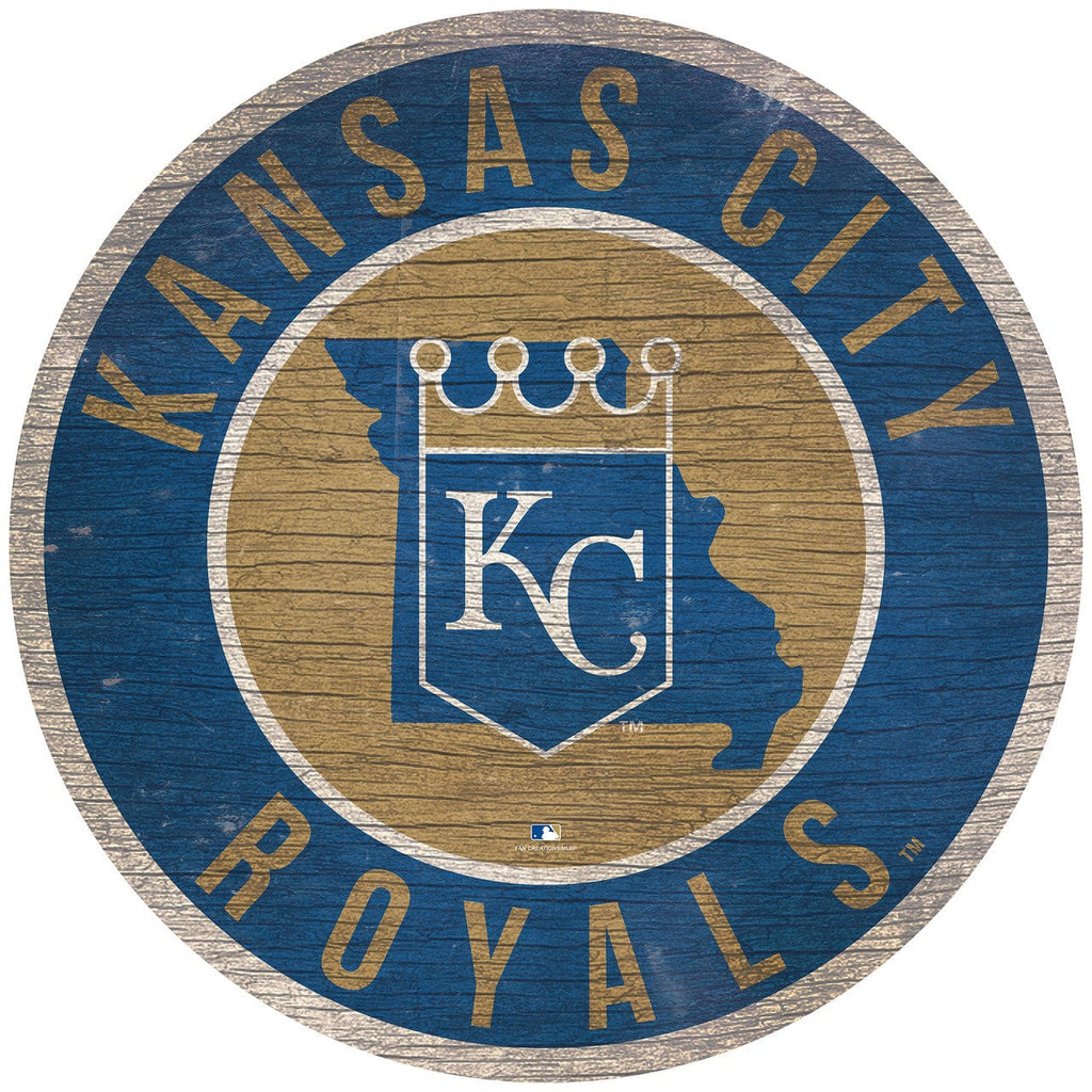 Kansas City Royals Kansas City Royals Sign Wood 12 Inch Round State Design 878460205507