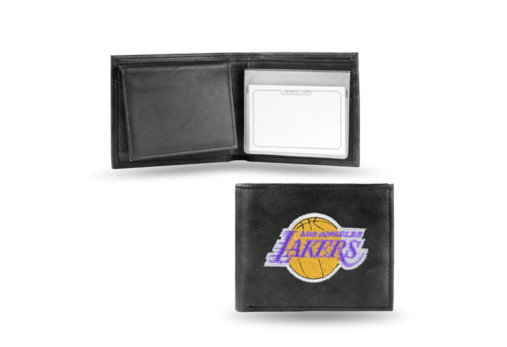 Wallet Leather Billfold Los Angeles Lakers Wallet Billfold Leather Embroidered Black 024994165149
