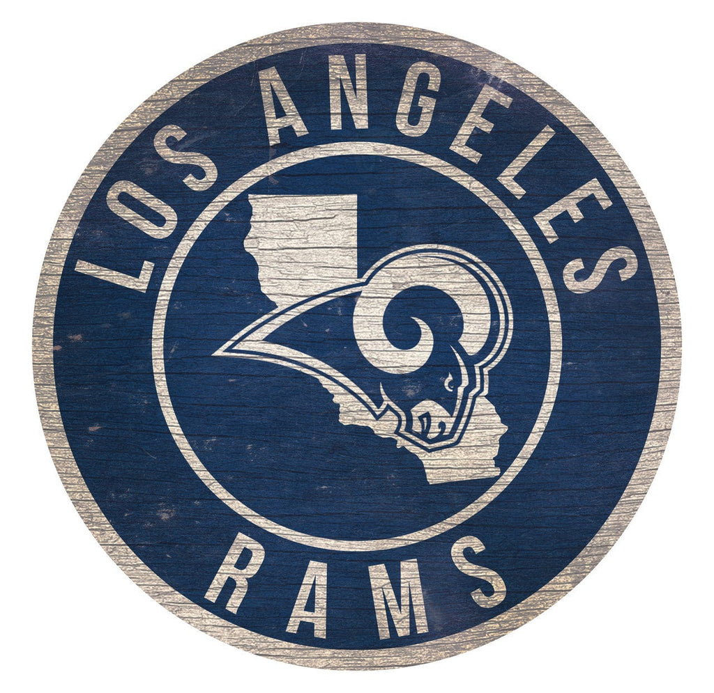 Sign 12 Round State Design Los Angeles Rams Sign Wood 12 Inch Round State Design 878460202322