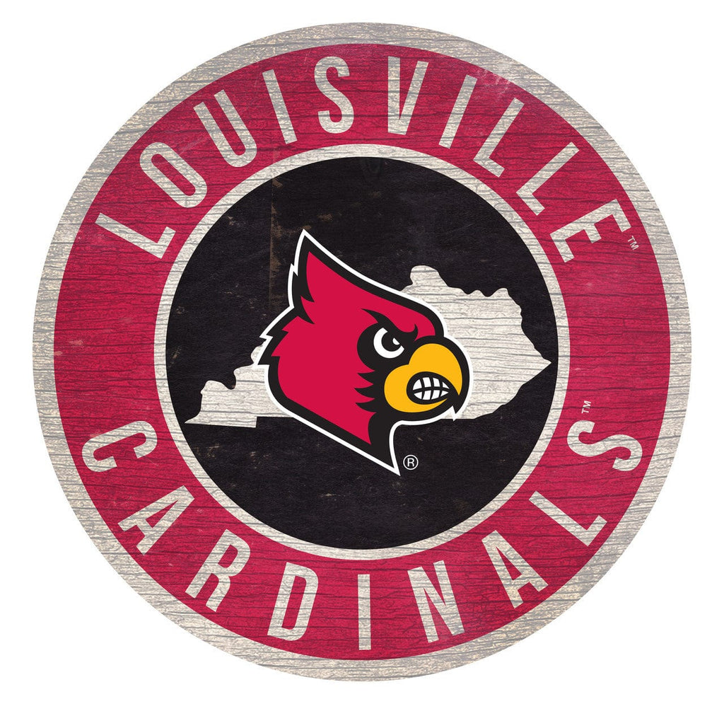 Sign 12 Round State Design Louisville Cardinals Sign Wood 12 Inch Round State Design - Special Order 878460201660