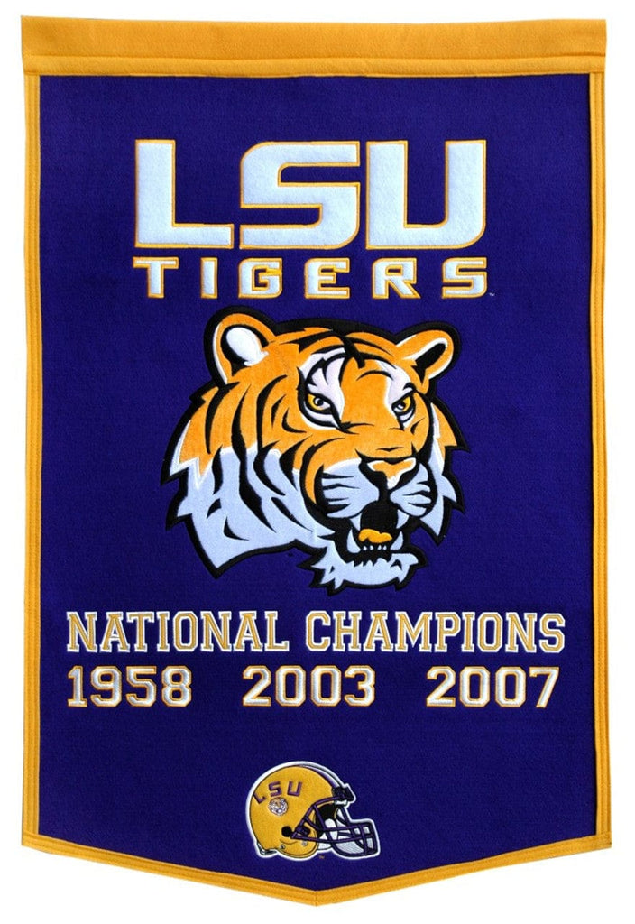 LSU Tigers LSU Tigers Banner 24x36 Wool Dynasty 2007 Champ 7408876196L