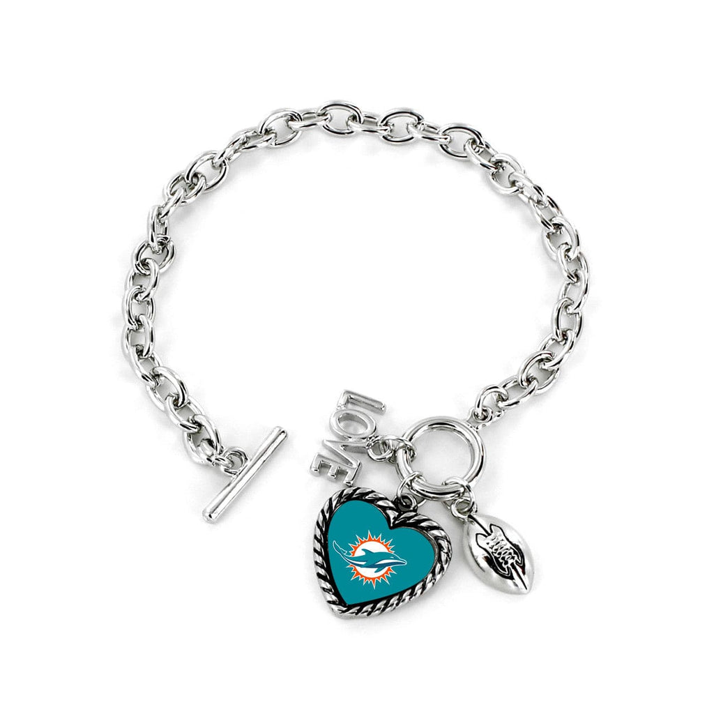 Jewelry Bracelet Charmed Miami Dolphins Bracelet Charmed Sport Love Football 763264779425