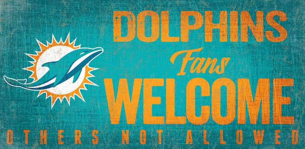 Sign 12x6 Fans Welcome Miami Dolphins Wood Sign Fans Welcome 12x6 878460152672