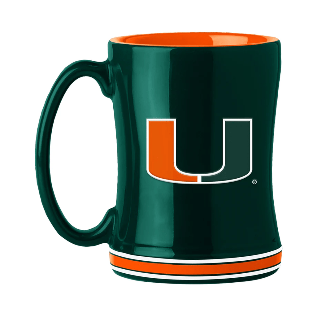 Drinkware Miami Hurricanes Coffee Mug 14oz Sculpted Relief Team Color 806293090311