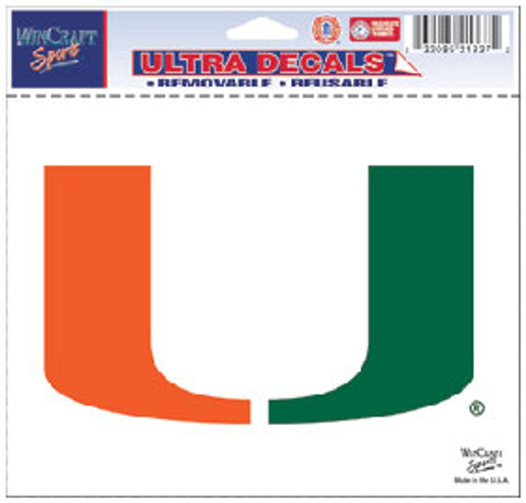 Decal 5x6 Multi Use Color Miami Hurricanes Decal 5x6 Ultra Color 032085213372