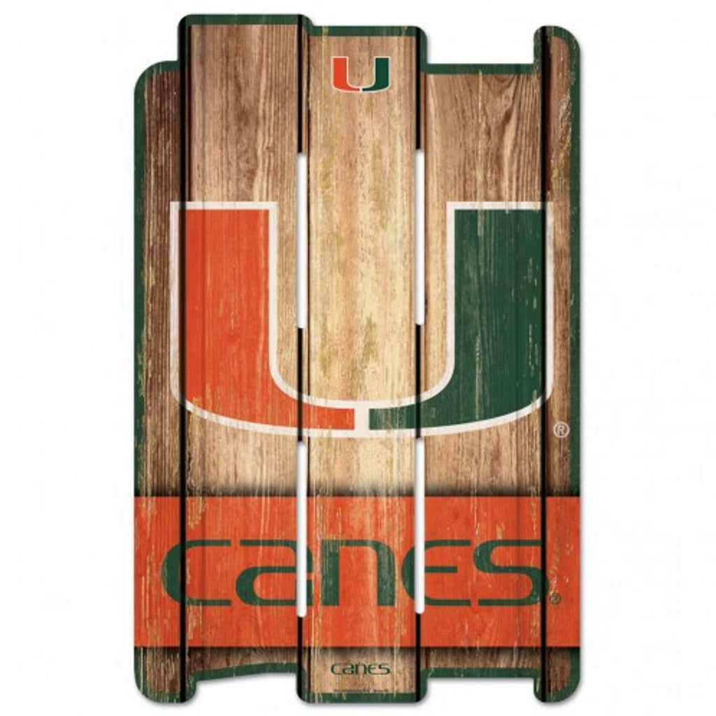 Sign 11x17 Fence Miami Hurricanes Sign 11x17 Wood Fence Style 032085130976