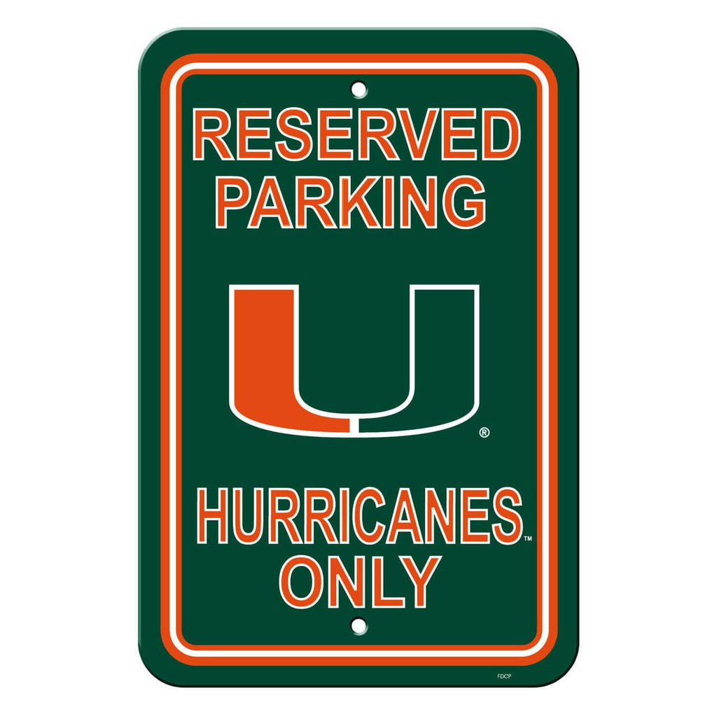 Miami Hurricanes Miami Hurricanes Sign 12x18 Plastic Reserved Parking Style CO 023245502382