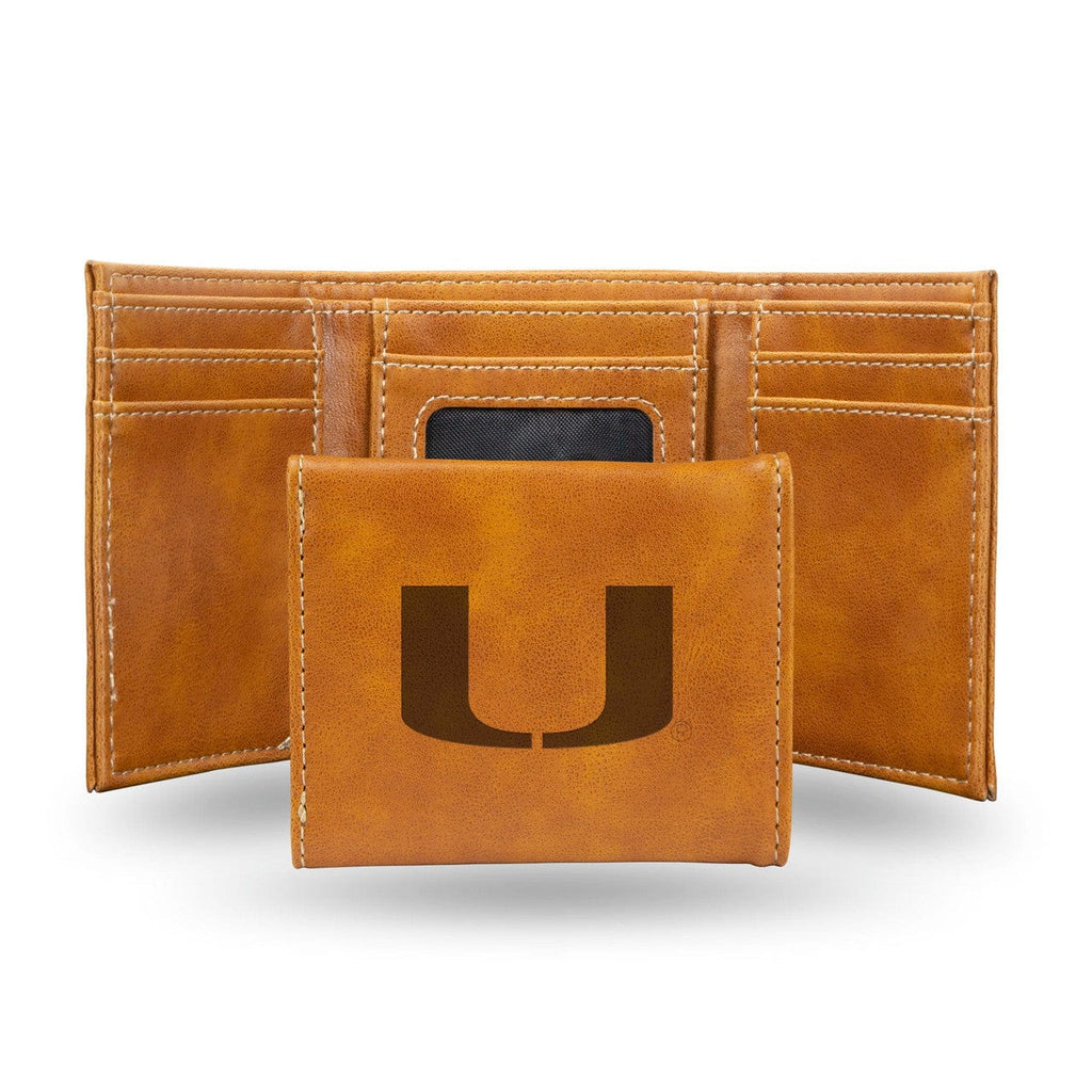 Wallets Miami Hurricanes Wallet Trifold Laser Engraved 767345896780