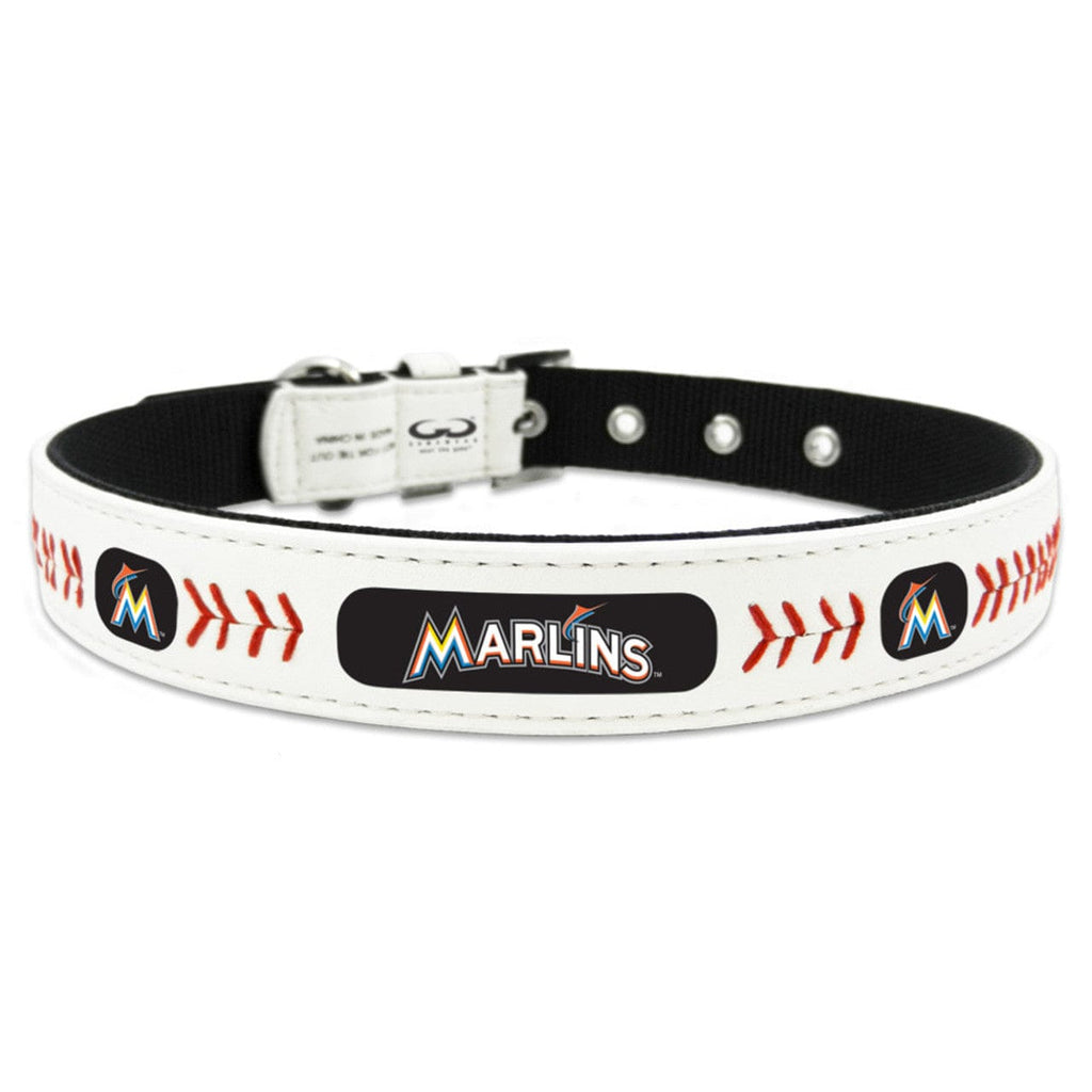 Pet Collar Small Miami Marlins Pet Collar Classic Baseball Leather Size Small 844214052307