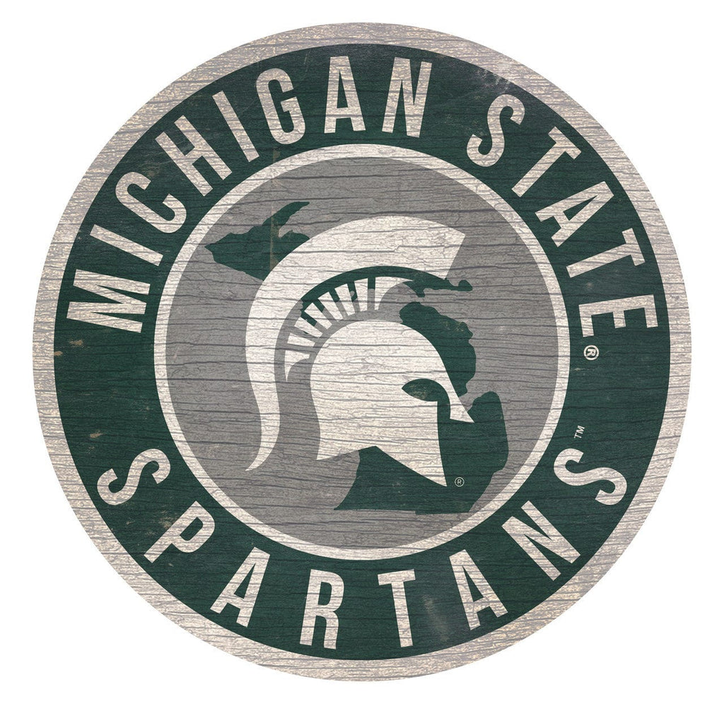 Sign 12 Round State Design Michigan State Spartans Sign Wood 12 Inch Round State Design 878460201707