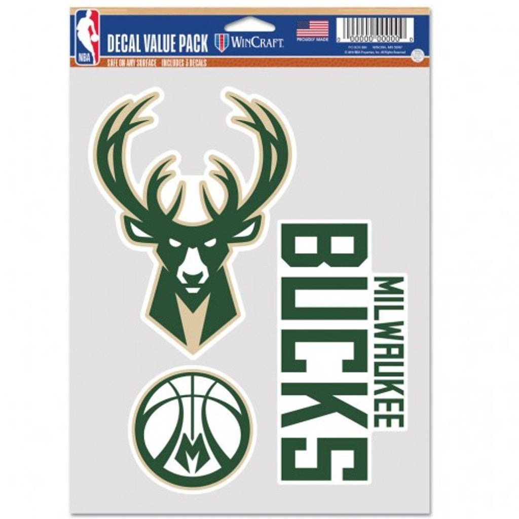 Fan Pack Decals Milwaukee Bucks Decal Multi Use Fan 3 Pack Special Order 194166068681