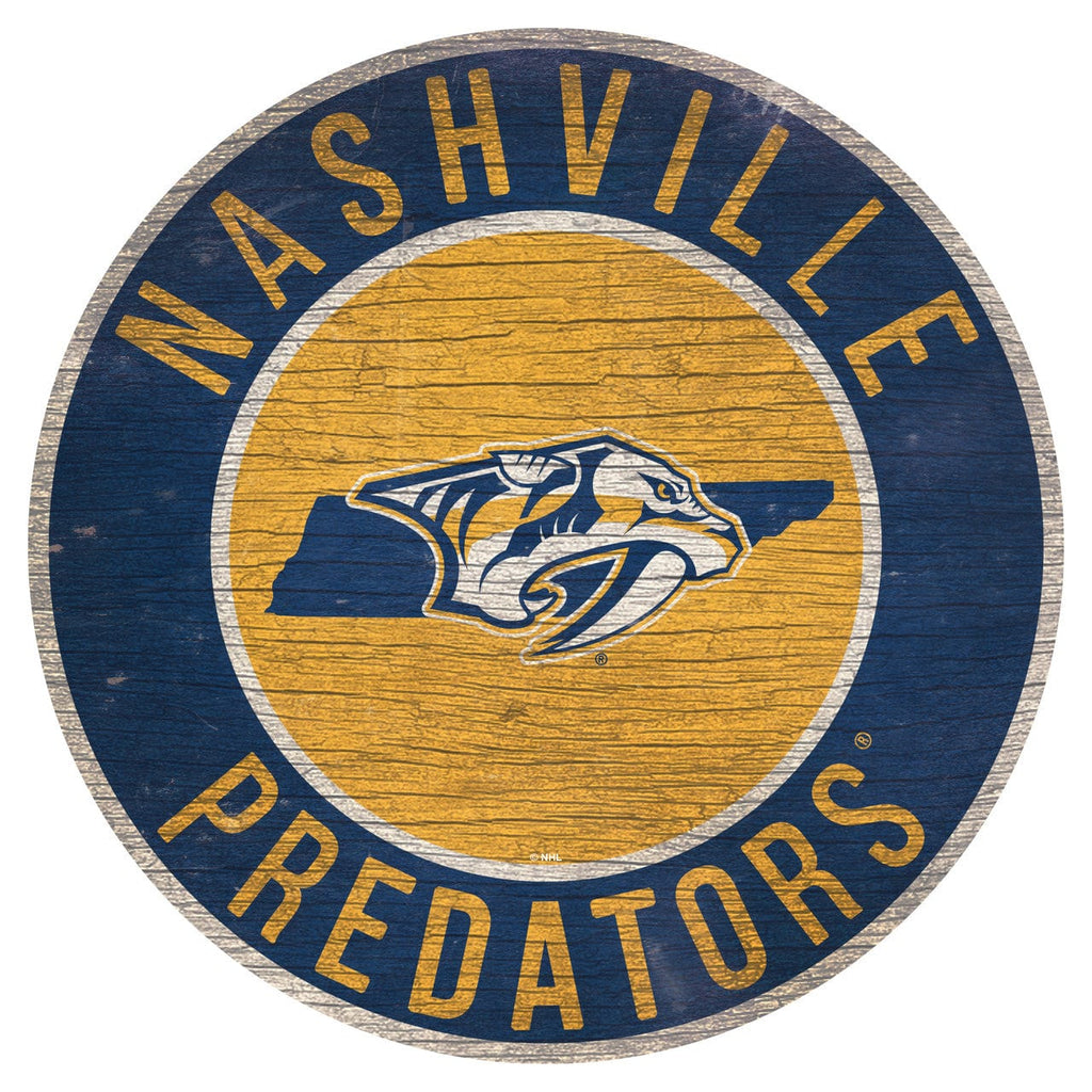 Nashville Predators Nashville Predators Sign Wood 12 Inch Round State Design 878460371288
