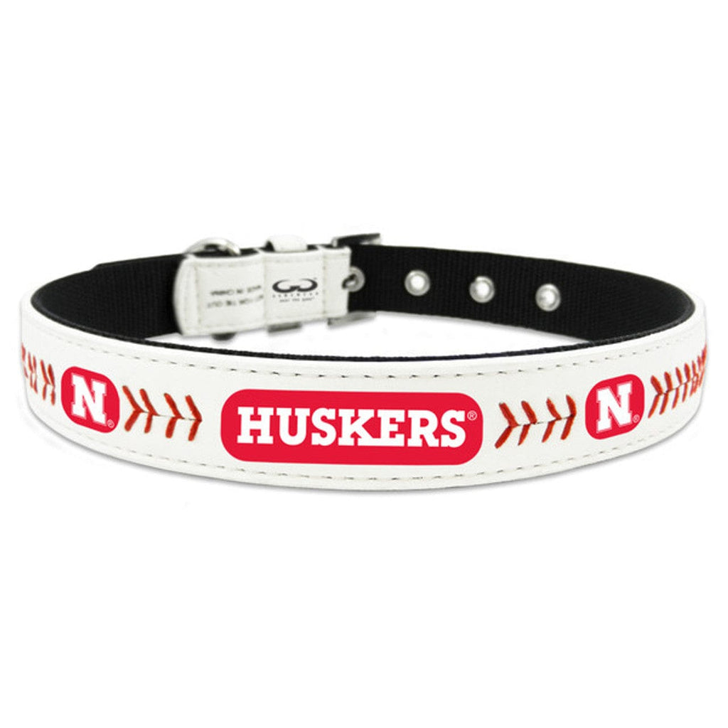 Nebraska Cornhuskers Nebraska Cornhuskers Pet Collar Classic Baseball Leather Size Medium CO 844214073227