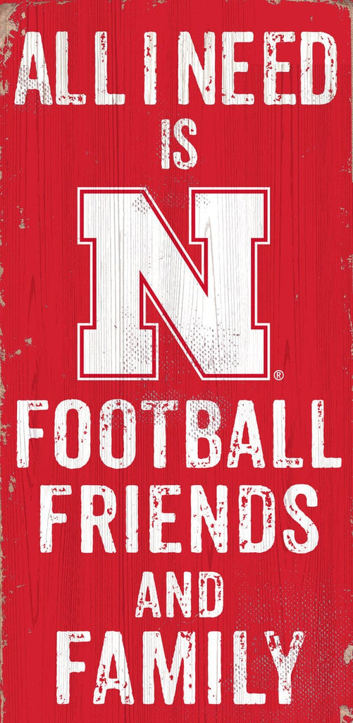 Sign 6x12 Friends and Family Nebraska Cornhuskers Sign Wood 6x12 Football Friends and Family Design Color 878460174445