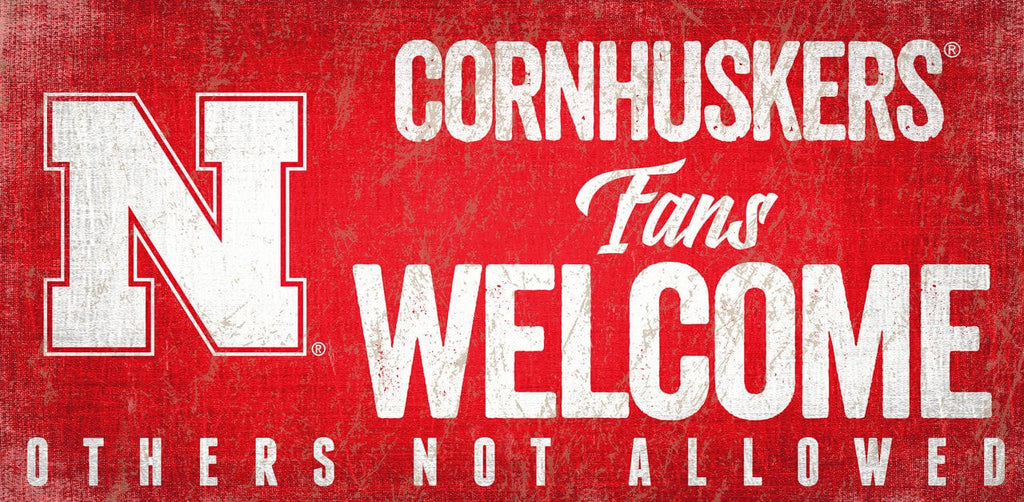 Sign 12x6 Fans Welcome Nebraska Cornhuskers Wood Sign Fans Welcome 12x6 878460145599