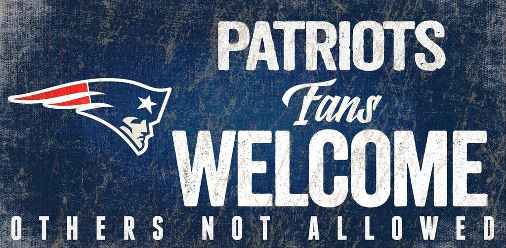 Sign 12x6 Fans Welcome New England Patriots Wood Sign Fans Welcome 12x6 878460152696