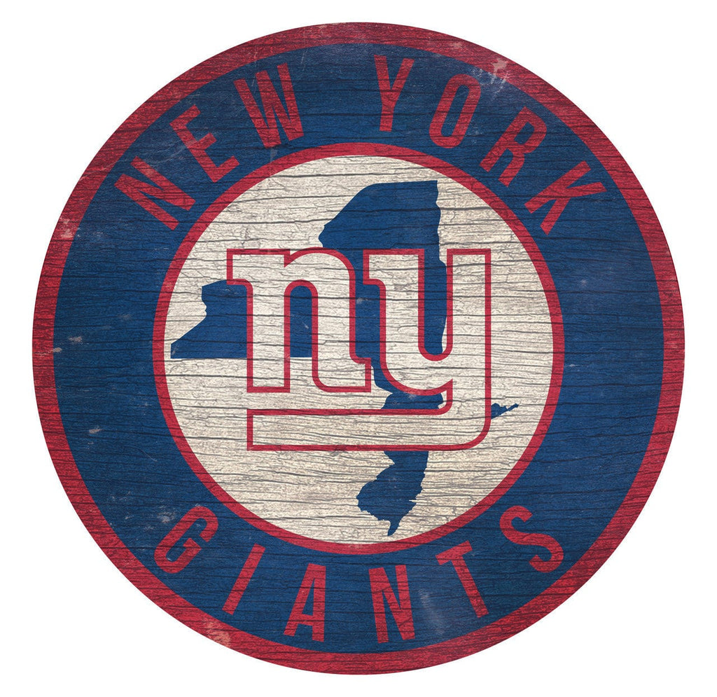 Sign 12 Round State Design New York Giants Sign Wood 12 Inch Round State Design 878460202247