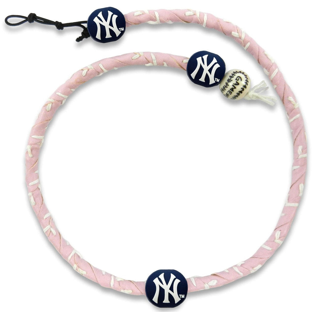 New York Yankees New York Yankees Necklace Frozen Rope Baseball Leather Pink CO 844214044449