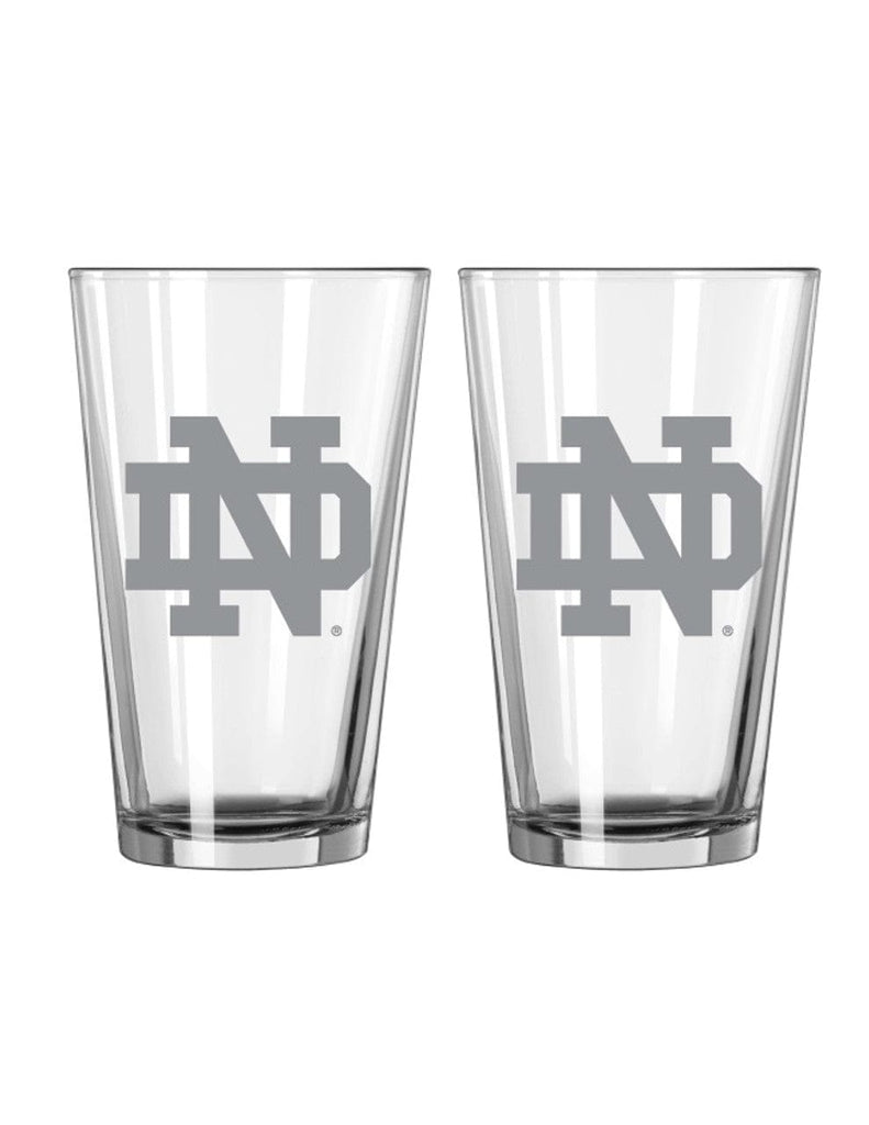 Drink Glass Satin Pint Notre Dame Fighting Irish Glass Pint Frost Design 2 Piece Set 400001005699