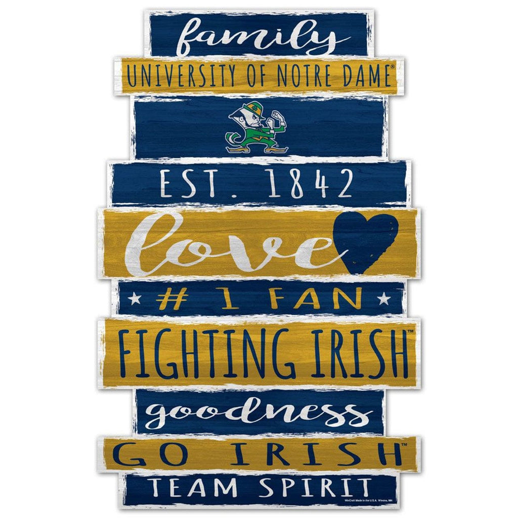 Sign 11x17 Established Home Notre Dame Fighting Irish Sign 11x17 Wood Family Word Design 032085610737