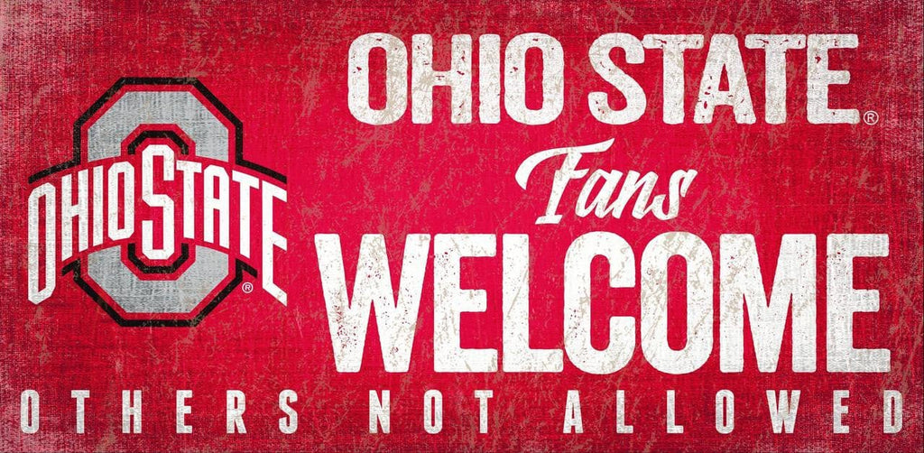 Sign 12x6 Fans Welcome Ohio State Buckeyes Wood Sign Fans Welcome 12x6 878460145612