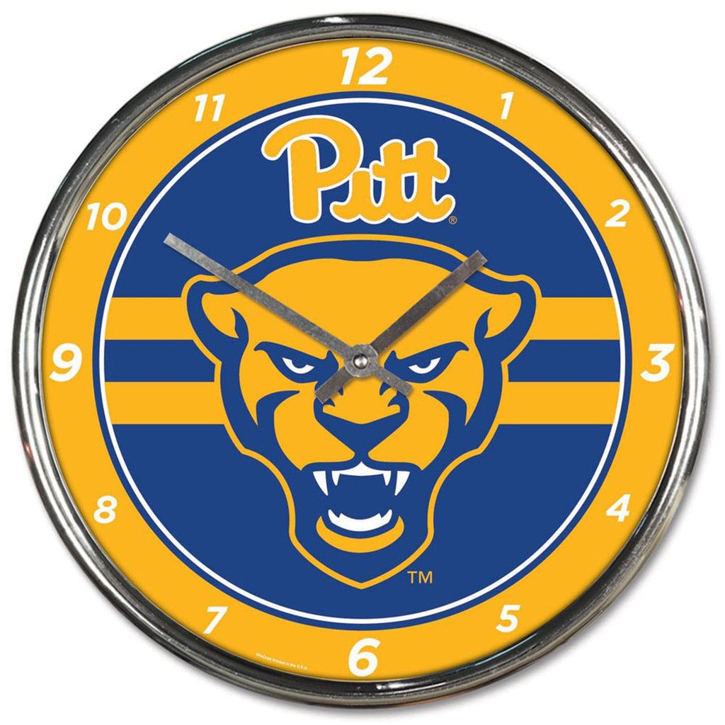 Clock Round Chrome Wall Pittsburgh Panthers Round Chrome Wall Clock 010943279944