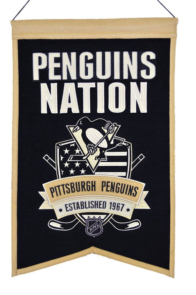 Banner 14x22 Wool Nations Pittsburgh Penguins Banner 14x22 Wool Nations 674088302068