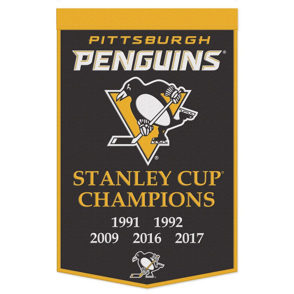 Wool Banners Pittsburgh Penguins Banner Wool 24x38 Dynasty Champ Design 194166483675