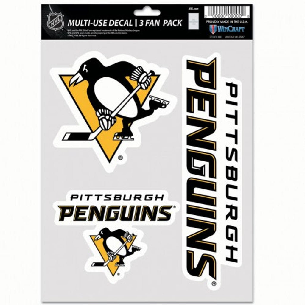 Fan Pack Decals Pittsburgh Penguins Decal Multi Use Fan 3 Pack 194166074408