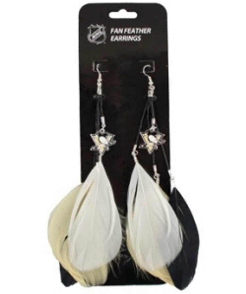 Pittsburgh Penguins Pittsburgh Penguins Team Color Feather Earrings CO 686699153489